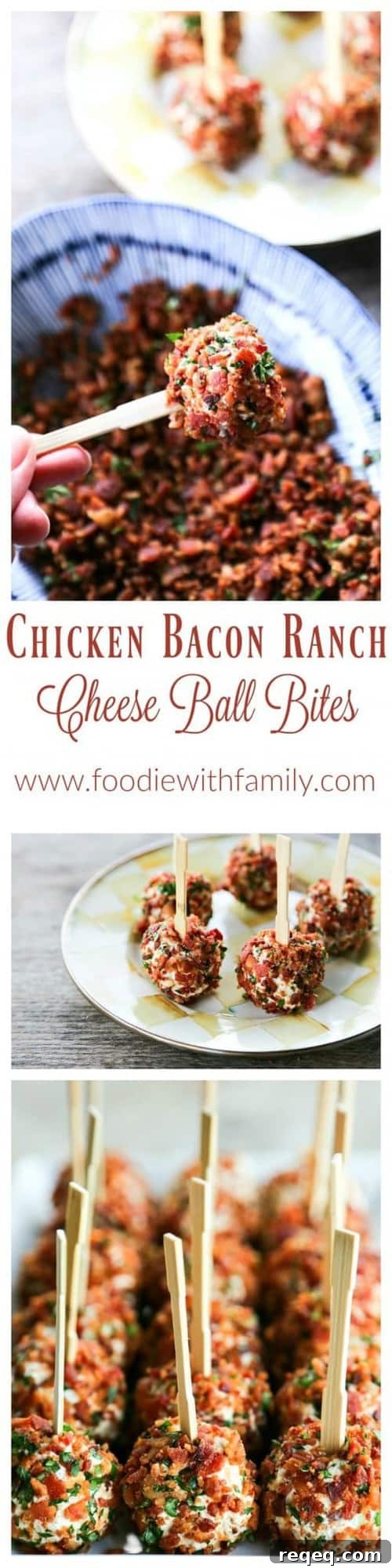 Chicken Bacon Ranch Cheese Ball Bites Recipe That Melts in Your Mouth 3 Chicken Bacon Ranch Cheese Ball Bites are the ultimate party food. Two-bite chicken and cheese balls completely crusted in crispy bacon and fresh parsley!
