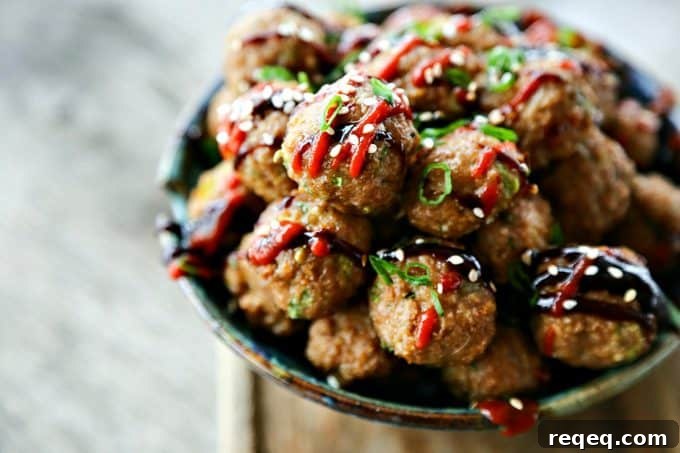 Fragrant, ginger and hoisin flavored baked Asian Turkey Meatballs.