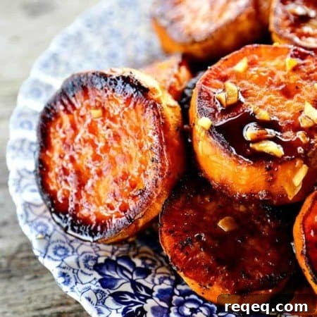 Creamy Baked Melting Sweet Potatoes with Brown Butter and Herbs 4 Melting Sweet Potatoes: Deeply caramelized, flavourful slices of sweet potatoes so tender they yield to the edge of a spoon.