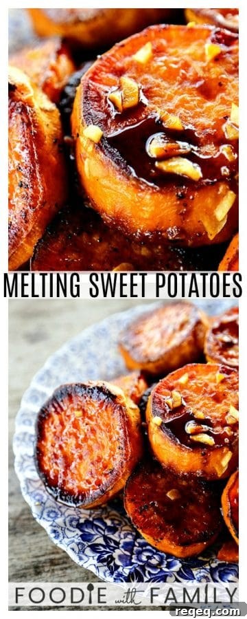 Creamy Baked Melting Sweet Potatoes with Brown Butter and Herbs 5 Melting Sweet Potatoes: Deeply caramelized, flavourful slices of sweet potatoes so tender they yield to the edge of a spoon.