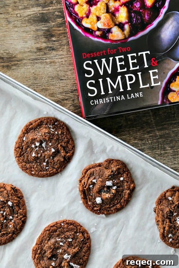 Double Chocolate Nutella Cookies with Crunchy Nuts 3 Way too easy to taste this good, Easy Double Chocolate Nutella Cookies with a dusting of sea salt from and a review of Sweet & Simple by Christina Lane.