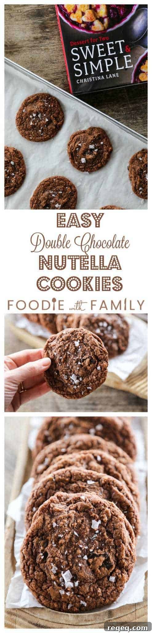 Double Chocolate Nutella Cookies with Crunchy Nuts 6 Way too easy to taste this good, Easy Double Chocolate Nutella Cookies with a dusting of sea salt from and a review of Sweet & Simple by Christina Lane.