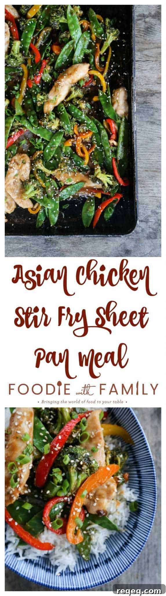 Sheet Pan Asian Chicken Stir-Fry with Veggies 6 Fabulously fast, filling, and flavourful, this Asian Chicken Stir Fry Sheet Pan Meal will please everyone and feed a crowd economically.