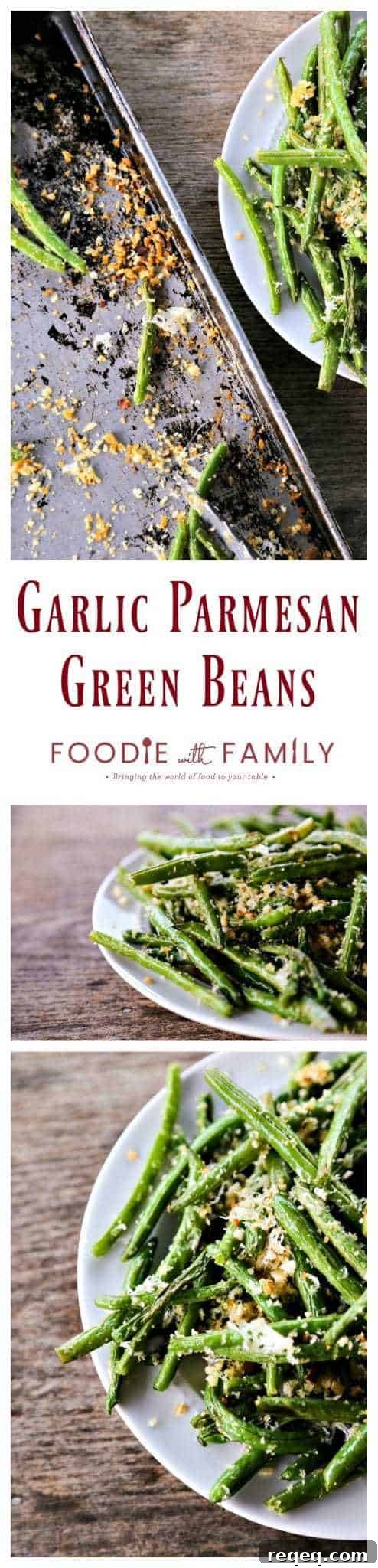 Crispy Garlic Parmesan Green Beans Recipe 6 Garlic Parmesan Green Beans: Simple roasted green beans irresistibly coated in crispy garlic, parmesan breadcrumbs.