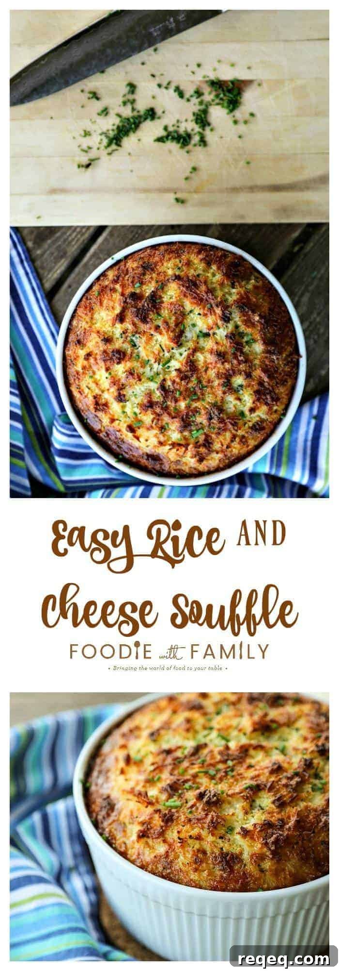 Easy Rice and Cheese Souffle is a delicious, comforting, quick, and frugal dinner when accompanied by a green salad!