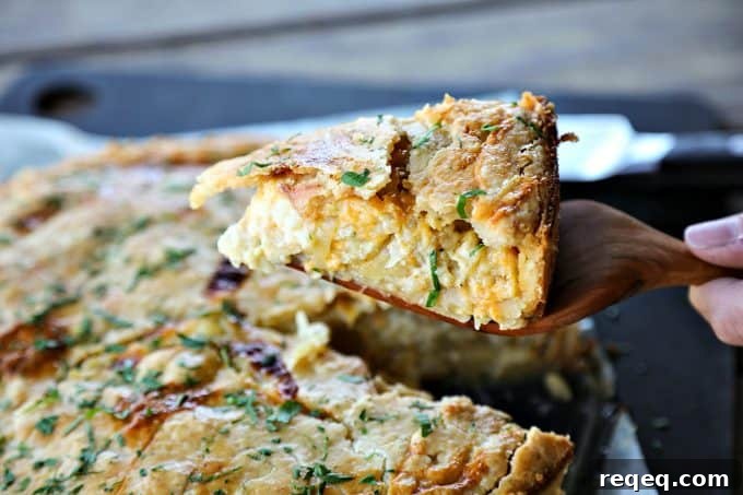 Savory Cheese & Onion Pie Recipe for Comforting Weeknight Meals 3 Cheese and Onion Pie close-up