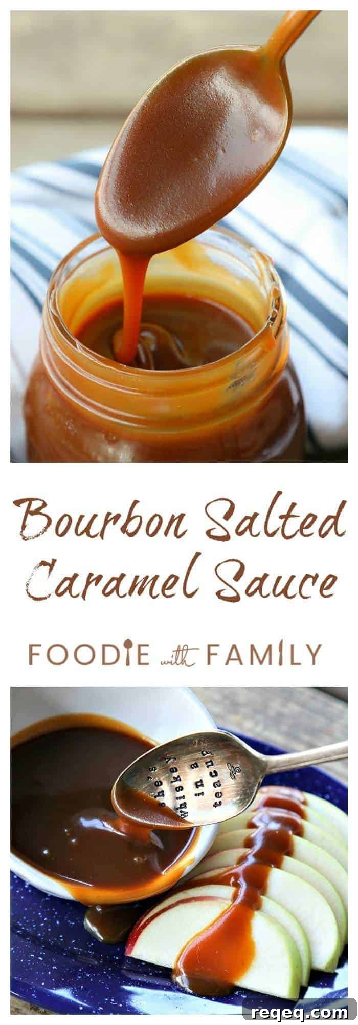 Bourbon Salted Caramel Sauce Recipe for Desserts and Drinks 4 Ultra-smooth, velvety, rich, and dead simple, Bourbon Salted Caramel is sweet with a little background hint of bourbon to keep things exciting.