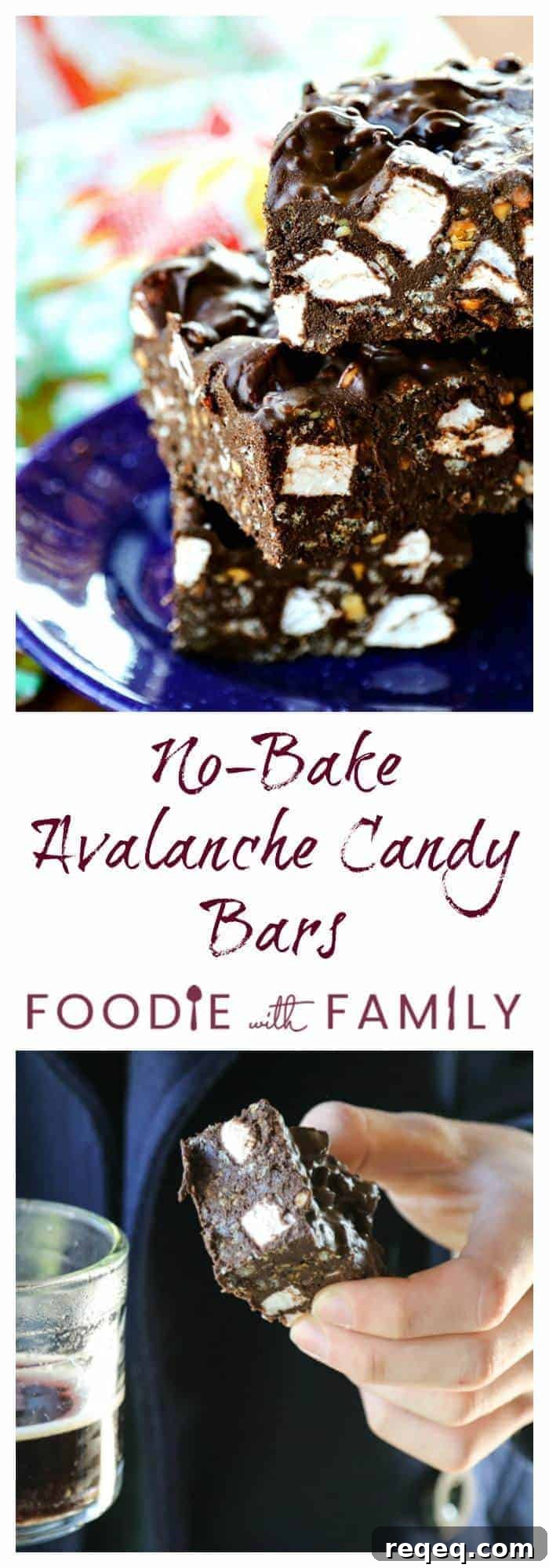 Tray of No-Bake Avalanche Candy Bars ready to serve.
