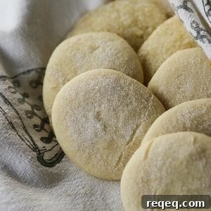 Stokoe Farms Legendary Sugar Cookies, pale, soft sugar cookies, granulated sugar topping, black and white tea towel