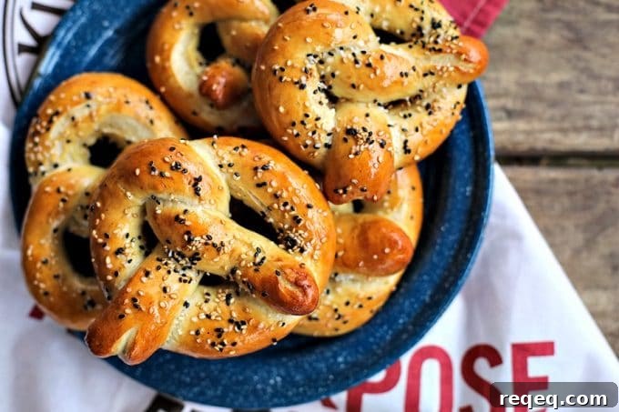 Soft Sourdough Pretzels: Soft-Crust Recipe for Homemade Pretzels 2 Buttery, salty, and topped with delicious sesame seeds, these chewy yet tender, golden brown sourdough soft pretzels are truly the best. Bonus: This is made with unfed starter, so no special timing needed!