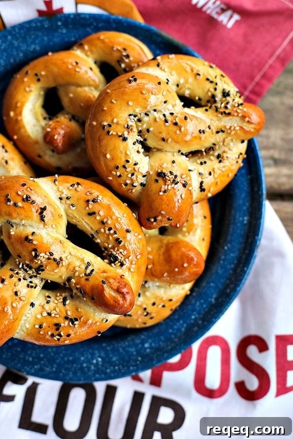 Soft Sourdough Pretzels: Soft-Crust Recipe for Homemade Pretzels 3 Buttery, salty, and topped with delicious sesame seeds, these chewy yet tender, golden brown sourdough soft pretzels are truly the best. Bonus: This is made with unfed starter, so no special timing needed!