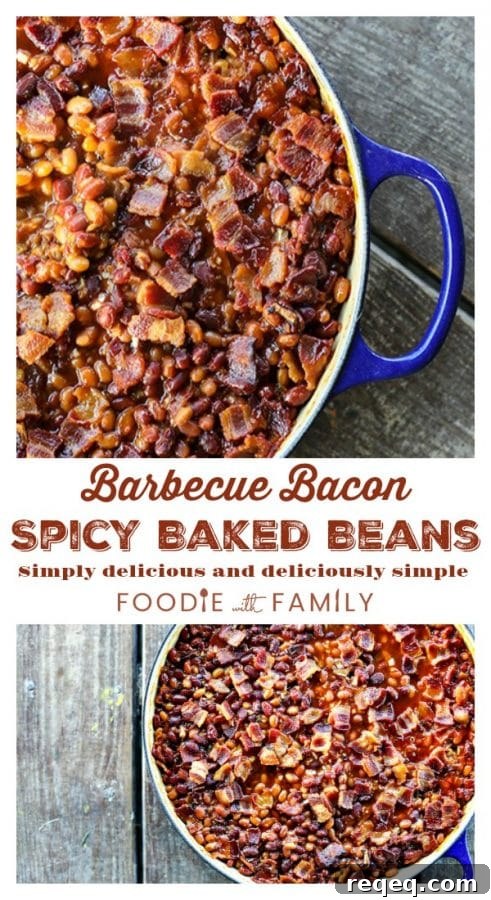 Spicy BBQ Bacon Baked Beans Recipe 5 Barbecue Bacon Spicy Baked Beans are chock full of browned pork sausage, bacon, and enough spicy barbecue sauce to be so flavourful and so perfect that no one will ever believe these start with canned beans.