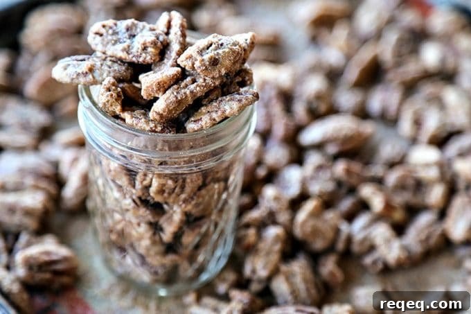 Maple Candied Pecans: Sweet Glazed Pecans Recipe for Snacking 2 Candied Maple Pecans: Whole pecans candied with real maple syrup, fragrant cinnamon, and just the barest hint of spice and salt. Great for snacking, salads, and top of yogurt, ice cream, or oatmeal.