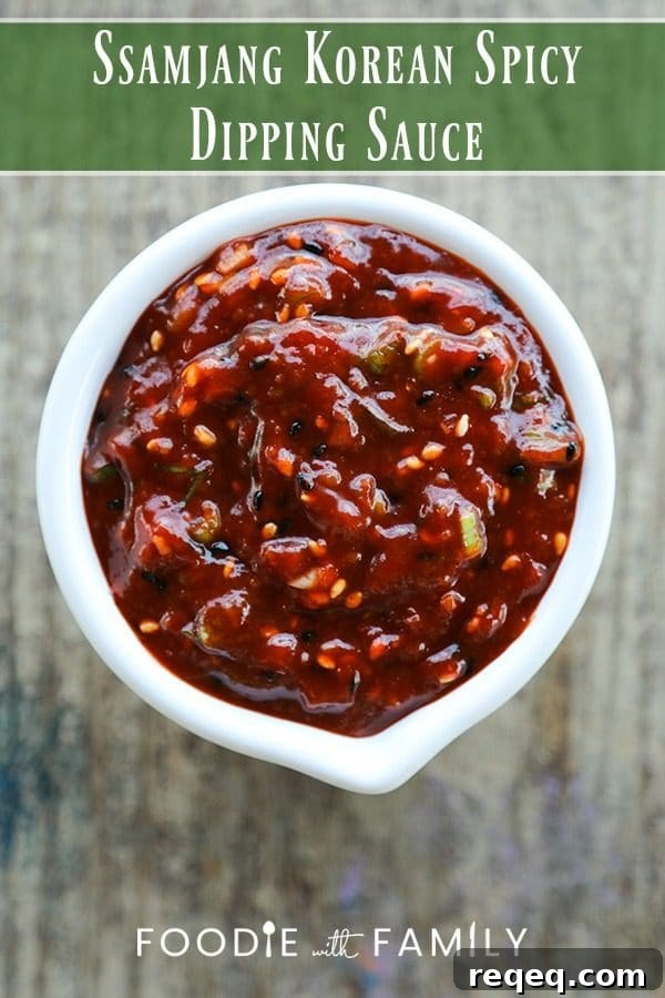 Ssamjang: Authentic Korean Spicy Dipping Sauce Recipe 4 Ssamjang Korean Spicy Dipping Sauce is as easy as it is delicious and habit forming! Serve as a dip for Korean Barbecue, pork roasts, bo ssam, on lettuce wraps, or any other number of delicious things!
