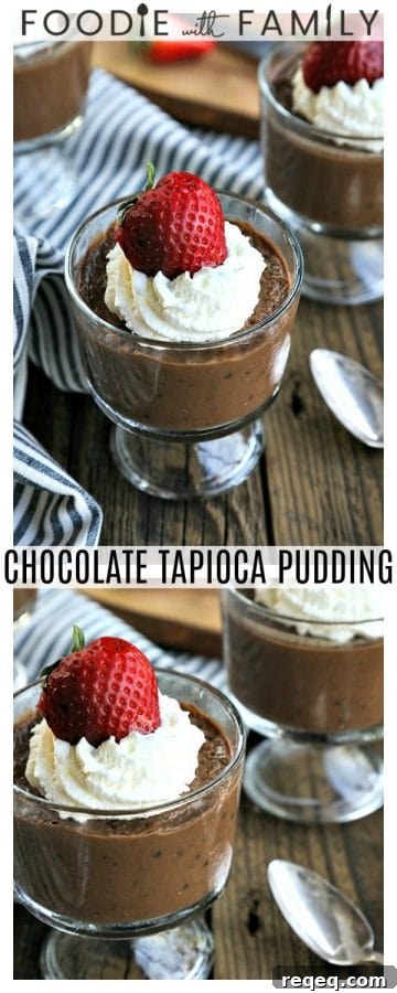 Decadent Chocolate Tapioca Pudding Recipe for Creamy Dessert 6 This rich, creamy, custard-based Chocolate Tapioca Pudding is comforting and delicious, and modern enough to be interesting while still being nostalgic!