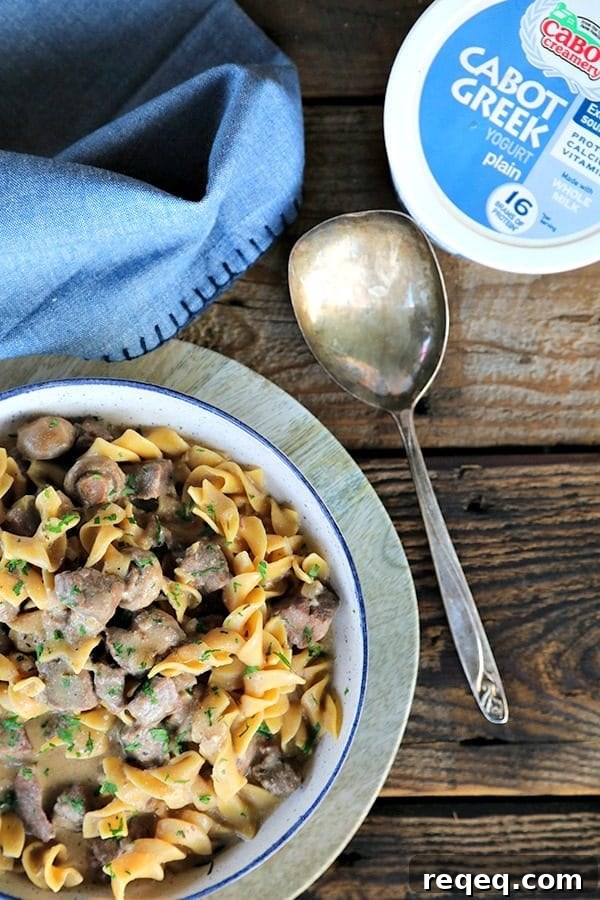 Instant Pot Garlic Beef Stroganoff Recipe 5 Instant Pot Garlic Beef Stroganoff: creamy, extra garlicky, mushroom and onion gravy enrobing tender beef cubes, with perfect pasta all cooked together in the Instant Pot. This has to be one of the most simple, crave-worthy comfort foods ever to be adapted to the world of electric pressure cookers.