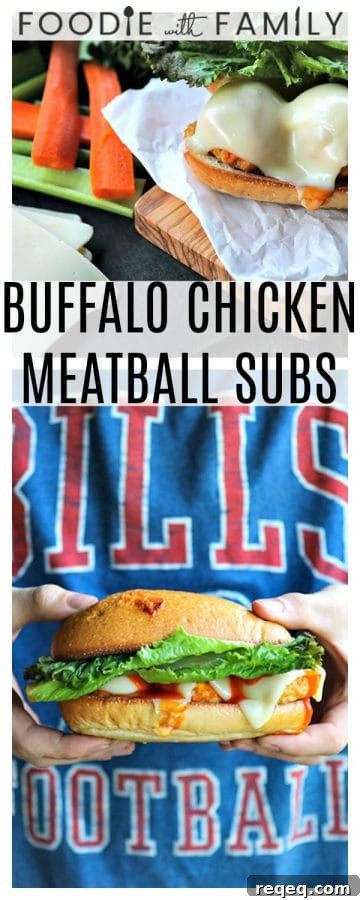 Final image of Buffalo chicken meatball subs
