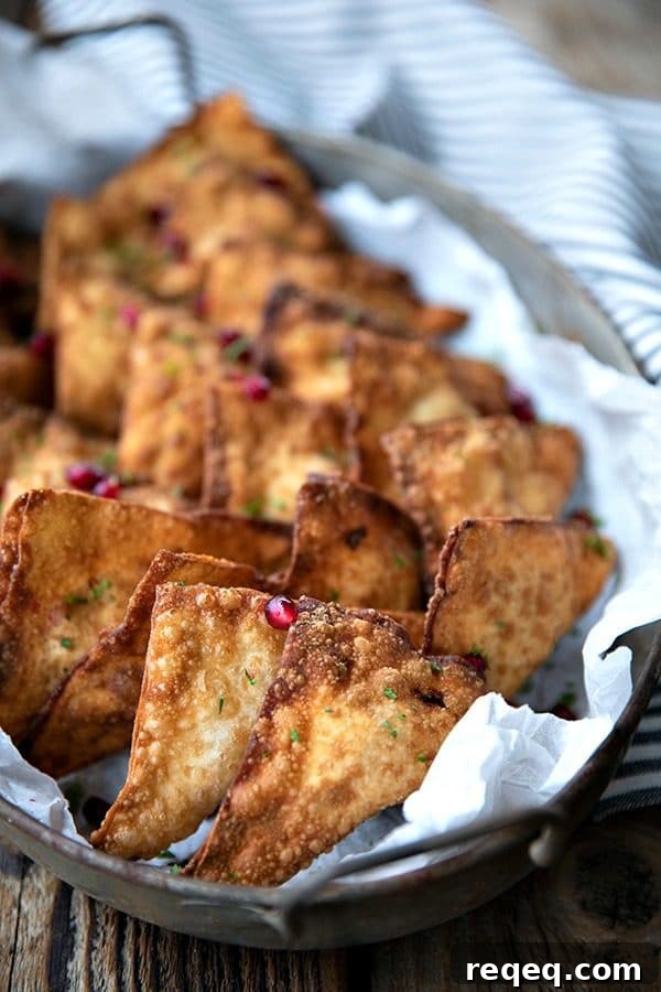 Crispy Crab Rangoon Recipe: Creamy Crab Wontons for Parties 5 Crispy, crunchy wontons stuffed with an irresistible filling of cream cheese, crab meat, savoury bacon, and zingy horseradish make this a great twist on the classic Crab Rangoon.