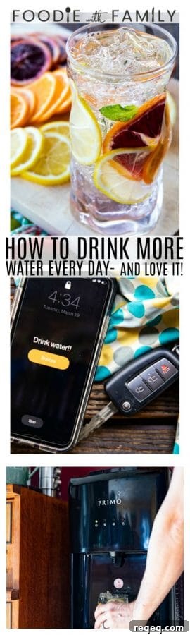 Simple Daily Habits to Drink More Water and Enjoy It 10 How to drink more water every day and love it! Tips and tricks to up your daily water intake and enjoy it.