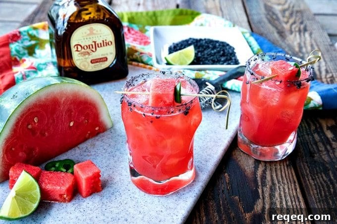 Spicy Watermelon Margarita (Sandía en Fuego Cocktail) 9 Pretty pink Watermelon Margaritas are refreshing, thirst quenching, lightly sweet cocktails for any time you need to cool down and chill out.