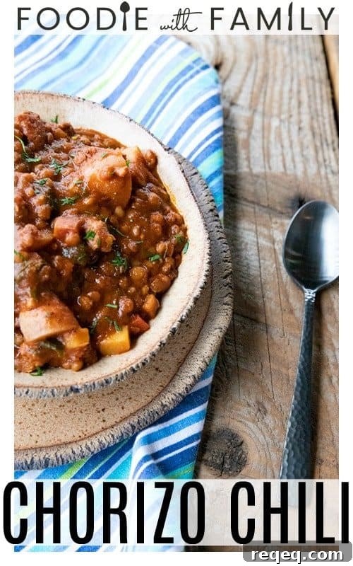 Smoky Chorizo Chili Recipe for Hearty Weeknight Dinners 9 Chorizo Chili is hearty, spicy, slow-simmered chorizo in smoky tomato sauce with tender potatoes, carrots, and lentils. This is serious comfort food!