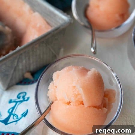 Grapefruit sorbet serving