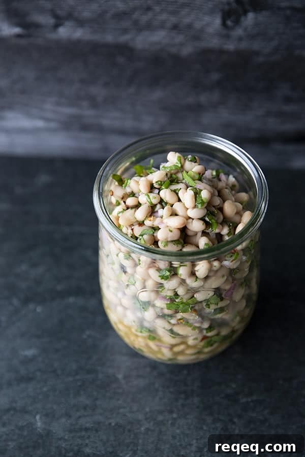 Mediterranean White Bean Salad with Lemon and Herbs 7 Full of fresh herb flavors, White Bean Salad comes together in a breeze. Made with canned or home cooked white beans, abundant fresh herbs, and a simple vinaigrette dressing, this salad is delicious as a light lunch on its own or as a side dish with all your favorite entrees.