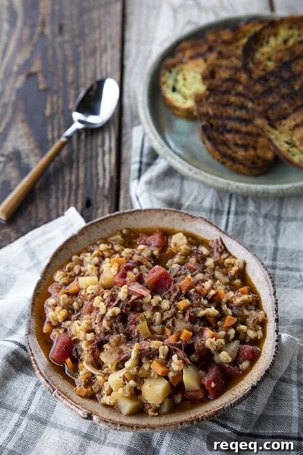 Hearty Vegetable Beef and Barley Soup Recipe 6 Slow Cooker Beef Barley Soup is hearty and comforting, easy to make, and incredibly delicious! It's absolutely bursting with tender beef, good-for-you vegetables, and flavourful, plump barley.