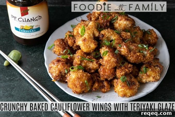 Crispy Cauliflower Wings Recipe with Zesty Buffalo Sauce 8 These incredible and incredibly simple, crunchy, baked Cauliflower Wings are sublimely sticky courtesy of the flavourful ginger and garlic teriyaki glaze.