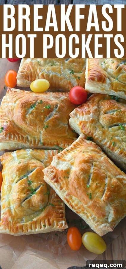 Cheesy Egg & Sausage Breakfast Pockets: Homemade Pastry Recipe 7 Breakfast Hot Pockets: puff pastry filled with cheesy scrambled eggs and sausage links.