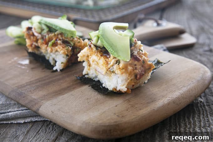 California Roll Sushi Bake Recipe: Creamy Baked Sushi Casserole 5 Sushi Bake rice topped with creamy crab layer and sauce serve on toasted nori