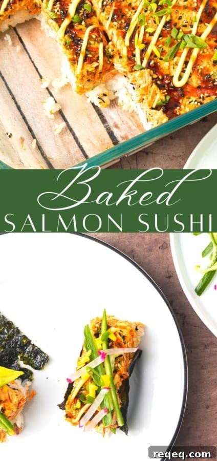 Creamy Baked Salmon Sushi Casserole: Flavorful Family Recipe 9 Baked Salmon Sushi satisfies your cravings for Philadelphia Roll sushi with a fraction of the work and cost. Whether you make it for a special busy weeknight meal or a party, it never lasts for very long!