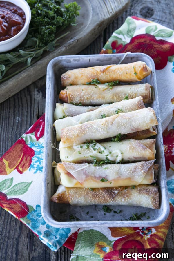 Buffalo Pizza Logs: Classic New York Snack Recipe 6 Pizza Logs are crispy, crunchy egg rolls filled with gooey, melted mozzarella cheese and garlicky pepperoni. Whether you whip these up in your air fryer, oven, or in a frying pan, you'll want these not just for game day, but all the time!