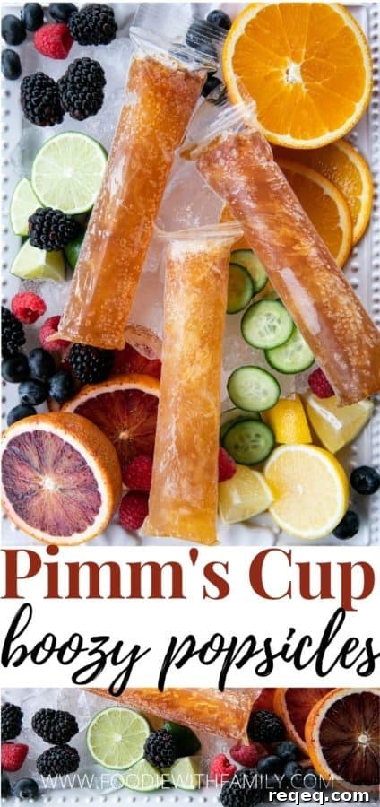Pimm's Cup Boozy Popsicle Recipe for Grown-Up Summer Treats 7 Pimm's Cup Recipe boozy popsicles are made of a gin-based liqueur, fizzy Prosecco, a hint of lemon and strawberry puree, and are guaranteed to refresh you!