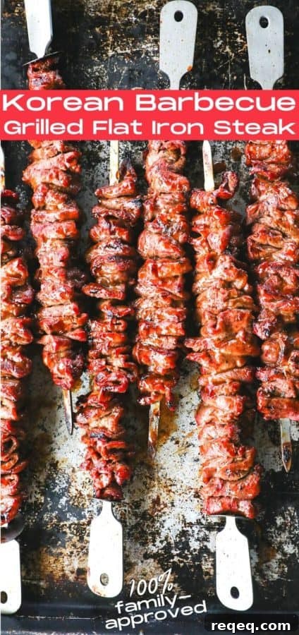 Korean BBQ Grilled Flat Iron Steak Recipe 10 Korean Barbecue Grilled Flat Iron Steak is smoky, garlicky, unbelievably tender, and simple to prepare. This versatile main will be your new summer go-to!