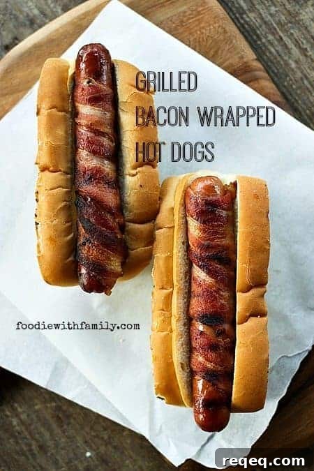 Grilled Bacon Wrapped Hot Dogs