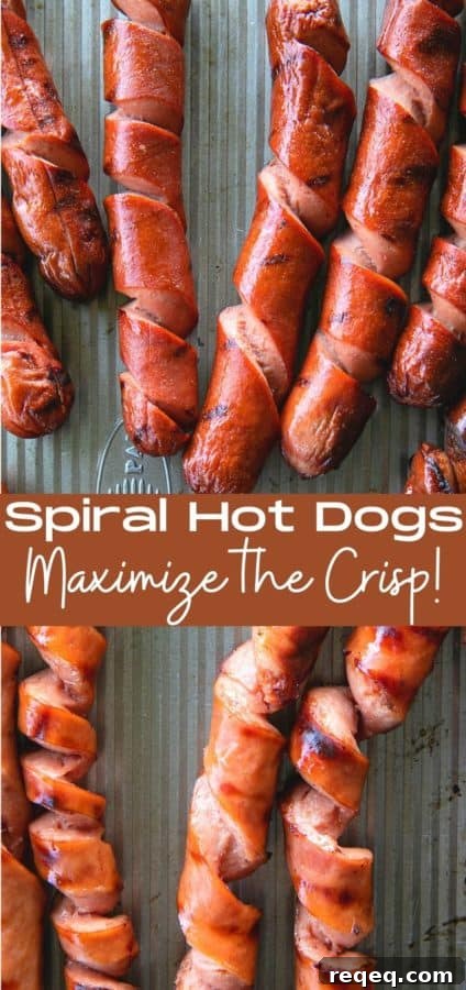 Spiral-Cut Hot Dogs: Crispy, Twisty Grilled Snack 14 A Spiral Hot Dog maximizes the grilled crispy bits making them the ultimate char-grilled hot dogs for holding onto all the mustard, ketchup, relish, and onions that a good hot dog deserves!