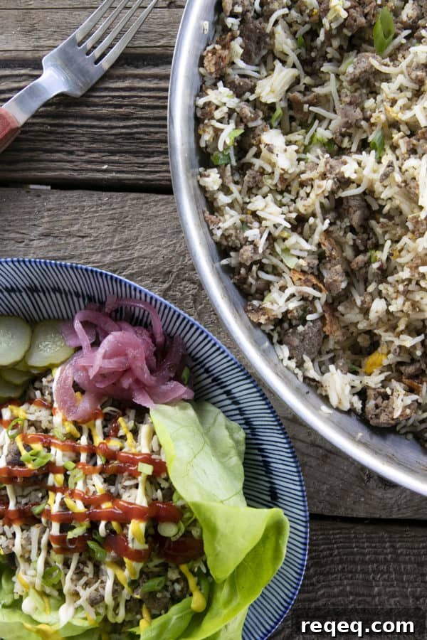 Savory Ground Beef Fried Rice Recipe for Quick Weeknight Meals 3 Ground Beef Fried Rice is a simple, satisfying, and wonderfully crave-able main dish for any night. Serve plain or with some fun garnish that makes it taste like cheeseburger fried rice for a meal that will wow your family.