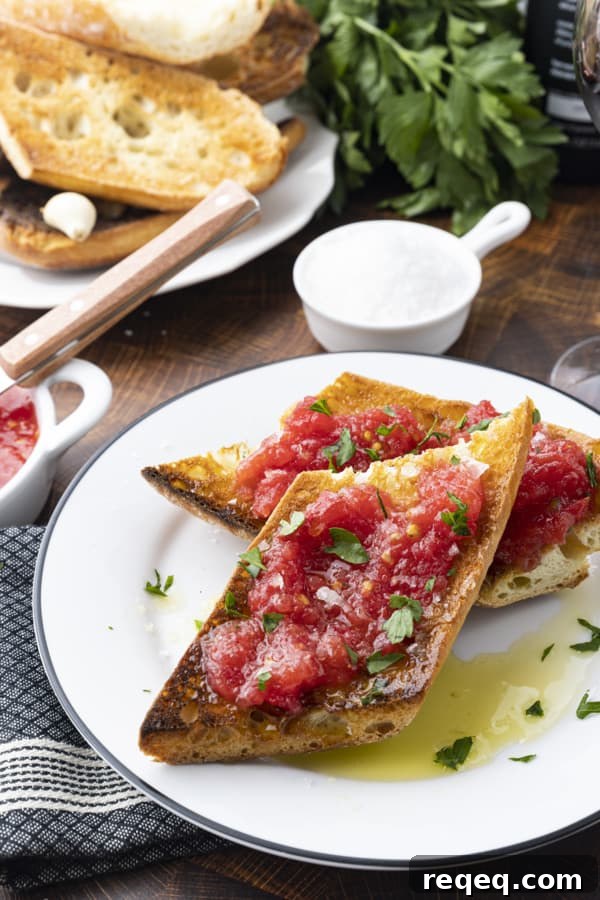 Spanish Tomato Toast: Classic Pan con Tomate Recipe for Brunch 5 Slices of toasted bread ready for tomatoes and olive oil.