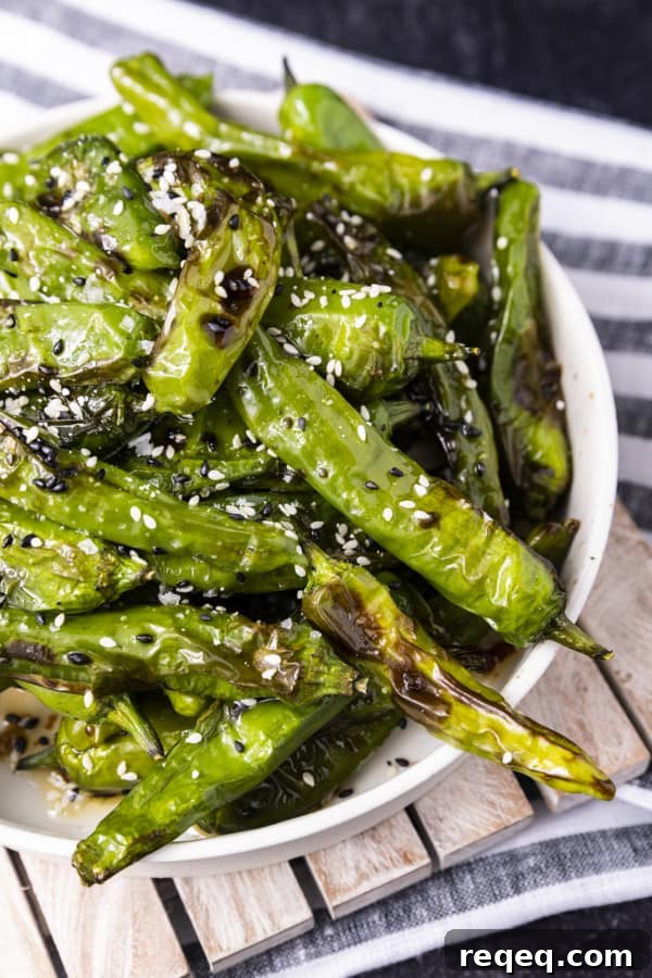 If you're looking for a great snack or the perfect appetizer, look no further than Shishito Peppers Air Fryer style. This super easy recipe for a tasty snack is made from simple ingredients and takes only 3 to 5 minutes of air frying.