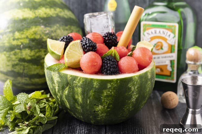 You deserve this dazzlingly gorgeous, super refreshing Watermelon Cocktail bursting with watermelon, berries, the spirit of your choice, and fizzy water. Served up in half of a personal watermelon, there’s simply nothing more party ready than this fabulous watermelon drink that’s a fruit salad and a cocktail all in one!