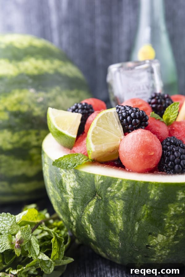 You deserve this dazzlingly gorgeous, super refreshing Watermelon Cocktail bursting with watermelon, berries, the spirit of your choice, and fizzy water. Served up in half of a personal watermelon, there’s simply nothing more party ready than this fabulous watermelon drink that’s a fruit salad and a cocktail all in one!