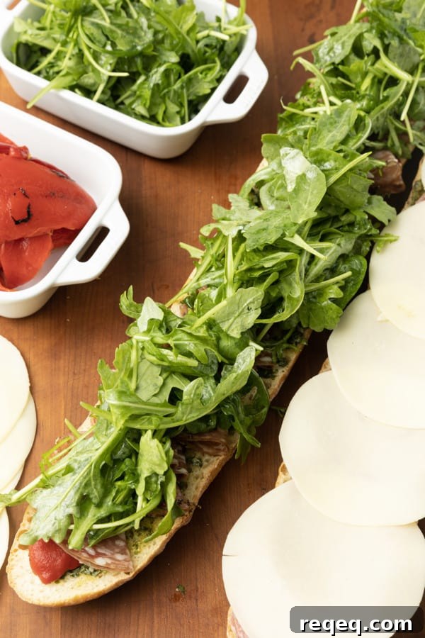 Classic Salami Sandwich Recipes for Quick, Flavorful Lunches 11 Arugula tossed in vinaigrette ready to be added.
