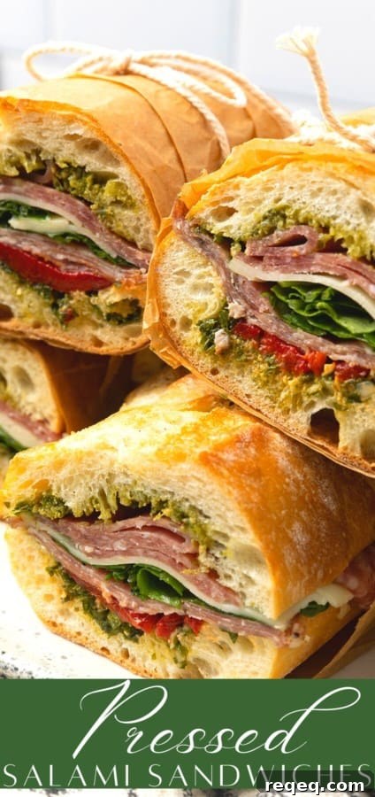 Classic Salami Sandwich Recipes for Quick, Flavorful Lunches 13 Sliced pressed salami baguette ready to serve.