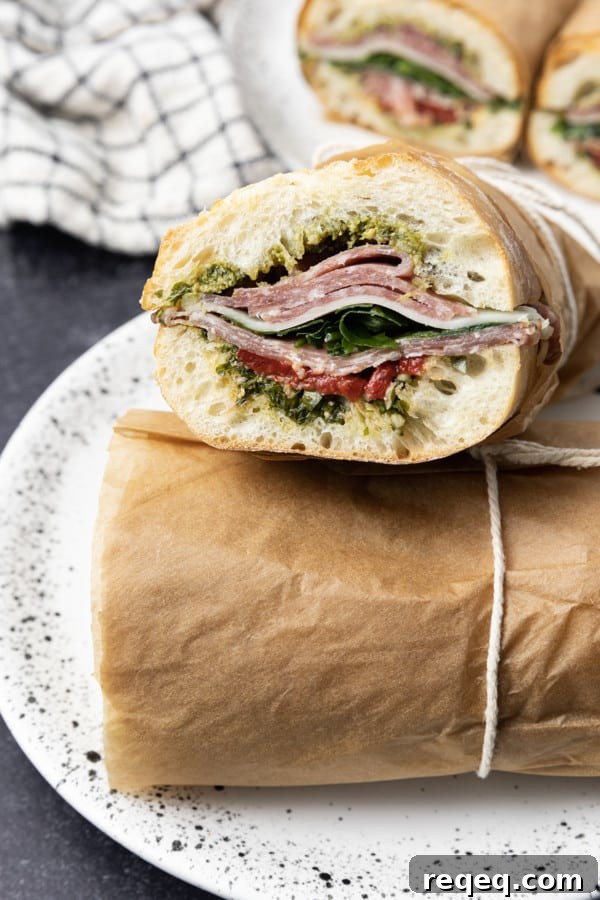 Classic Salami Sandwich Recipes for Quick, Flavorful Lunches 4 Pressed sandwich close-up, showing layers of meat and cheese.
