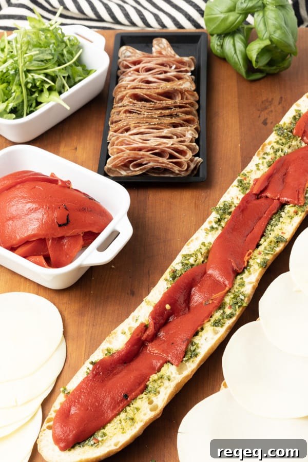 Classic Salami Sandwich Recipes for Quick, Flavorful Lunches 10 Layered salami and cheese on the baguette.