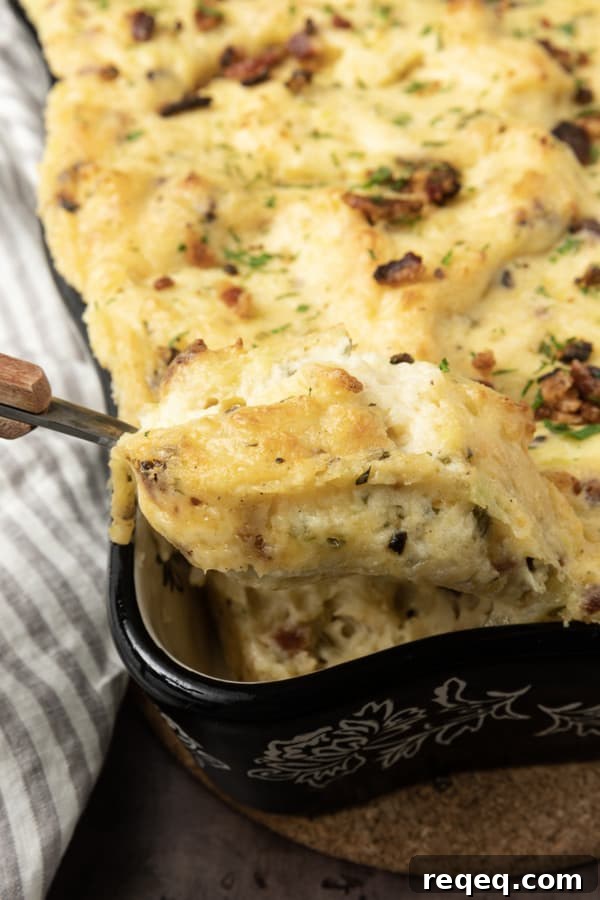 Crispy Twice-Baked Mashed Potatoes Recipe for the Oven 2 Get ready to dig into a baking dish filled with piping hot, irresistibly golden crusted, super creamy Twice Baked Mashed Potatoes. This make-ahead perfect side dish combines everything you love about creamy mashed potatoes, baked and twice baked potatoes; grated cheese, sour cream, crispy bacon, fresh herbs, and a whisper thin crispy crust at the edges. The only thing better than the taste of Twice Baked Mashed Potatoes casserole is its convenience. You can make it up to three days ahead of time and reheat before serving or you can make it, wrap it tightly, and freeze it for up to a month.
