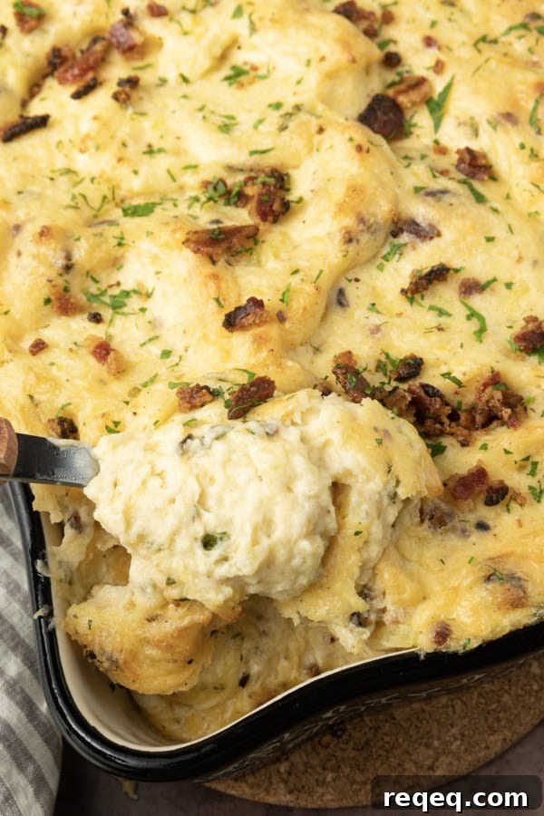 Crispy Twice-Baked Mashed Potatoes Recipe for the Oven 4 Get ready to dig into a baking dish filled with piping hot, irresistibly golden crusted, super creamy Twice Baked Mashed Potatoes. This make-ahead perfect side dish combines everything you love about creamy mashed potatoes, baked and twice baked potatoes; grated cheese, sour cream, crispy bacon, fresh herbs, and a whisper thin crispy crust at the edges. The only thing better than the taste of Twice Baked Mashed Potatoes casserole is its convenience. You can make it up to three days ahead of time and reheat before serving or you can make it, wrap it tightly, and freeze it for up to a month.
