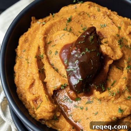 These mashed savoury, spicy sweet potatoes will bring excitement to any meal. Serve it with roast pork, chicken, on tacos or rice bowls!