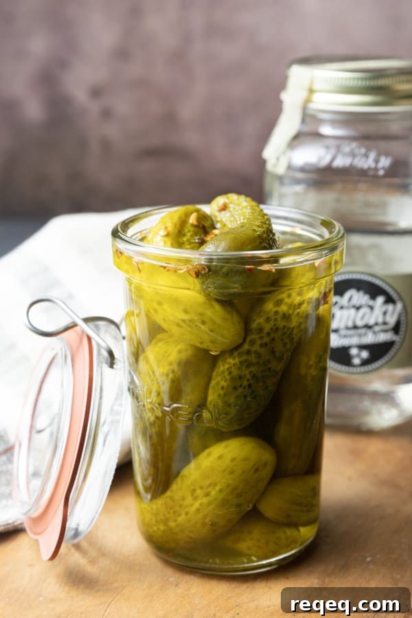 Moonshine Pickles Recipe: How to Make Boozy Canned Cucumbers 2 Moonshine pickles make cocktail time more exciting — crisp pickles you can snack on and a brine you can sip.